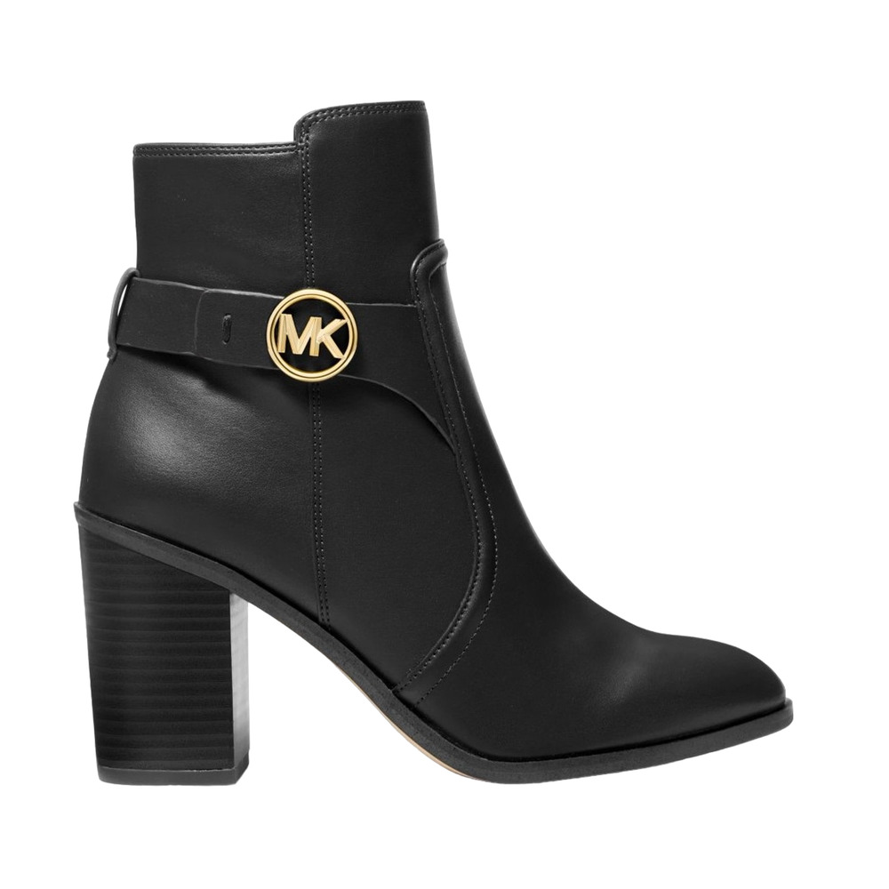 Michael Kors Carmen Heeled Ankle Bootie Boot Faux Leather Black 8/8.5 Nib $295 - Picture 2 of 4